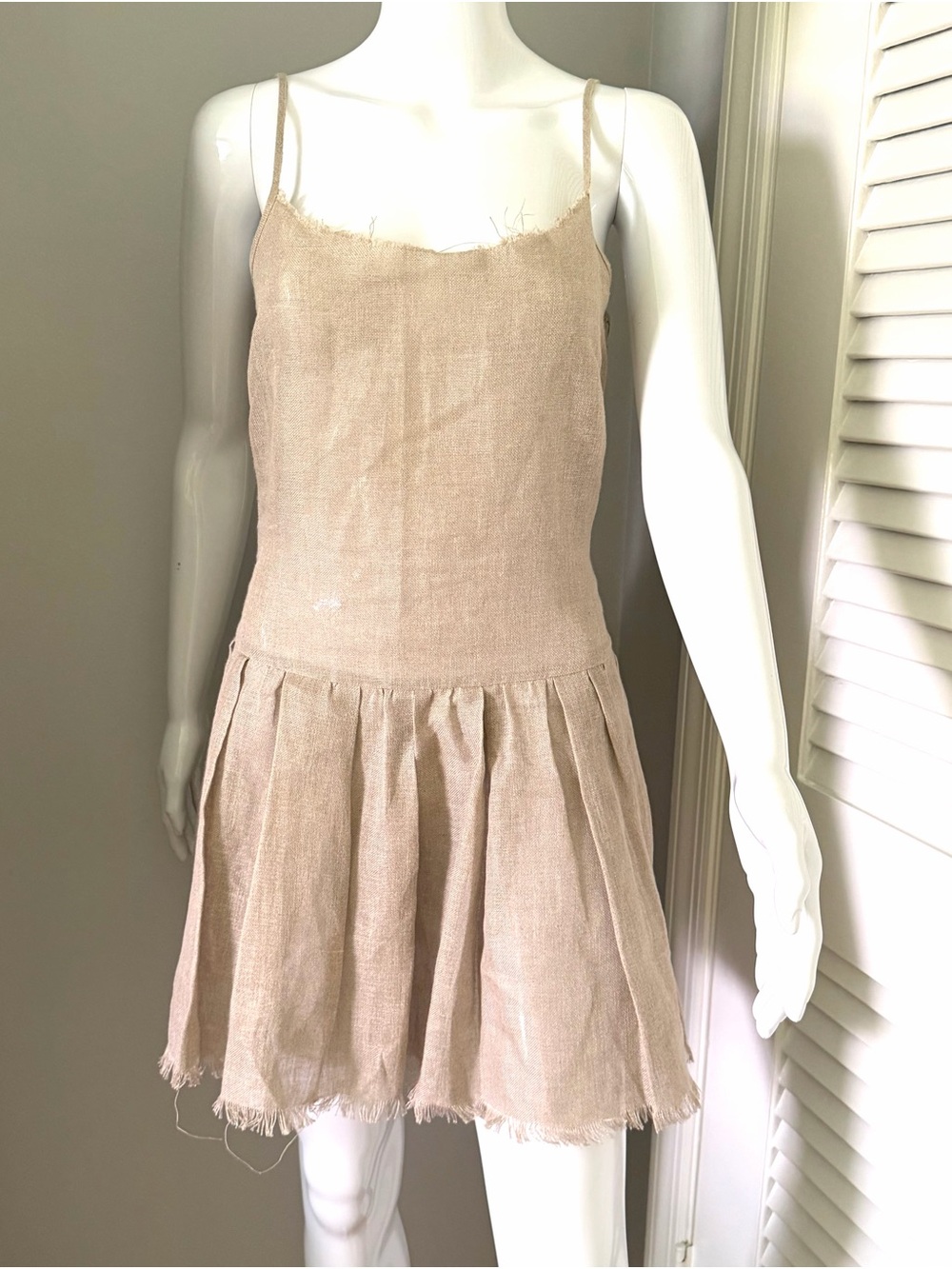 Alberta Ferretti Dress Sz 6 NWT Raw Hem Linen